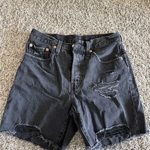 Levi's Black Distressed Jean Shorts